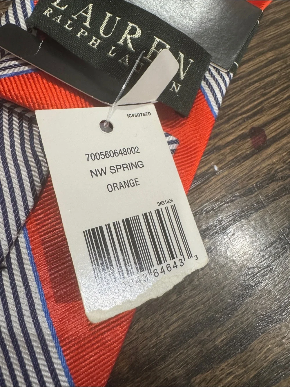 Lauren Ralph Lauren Orange & Blue Stripe Silk Stripe Tie